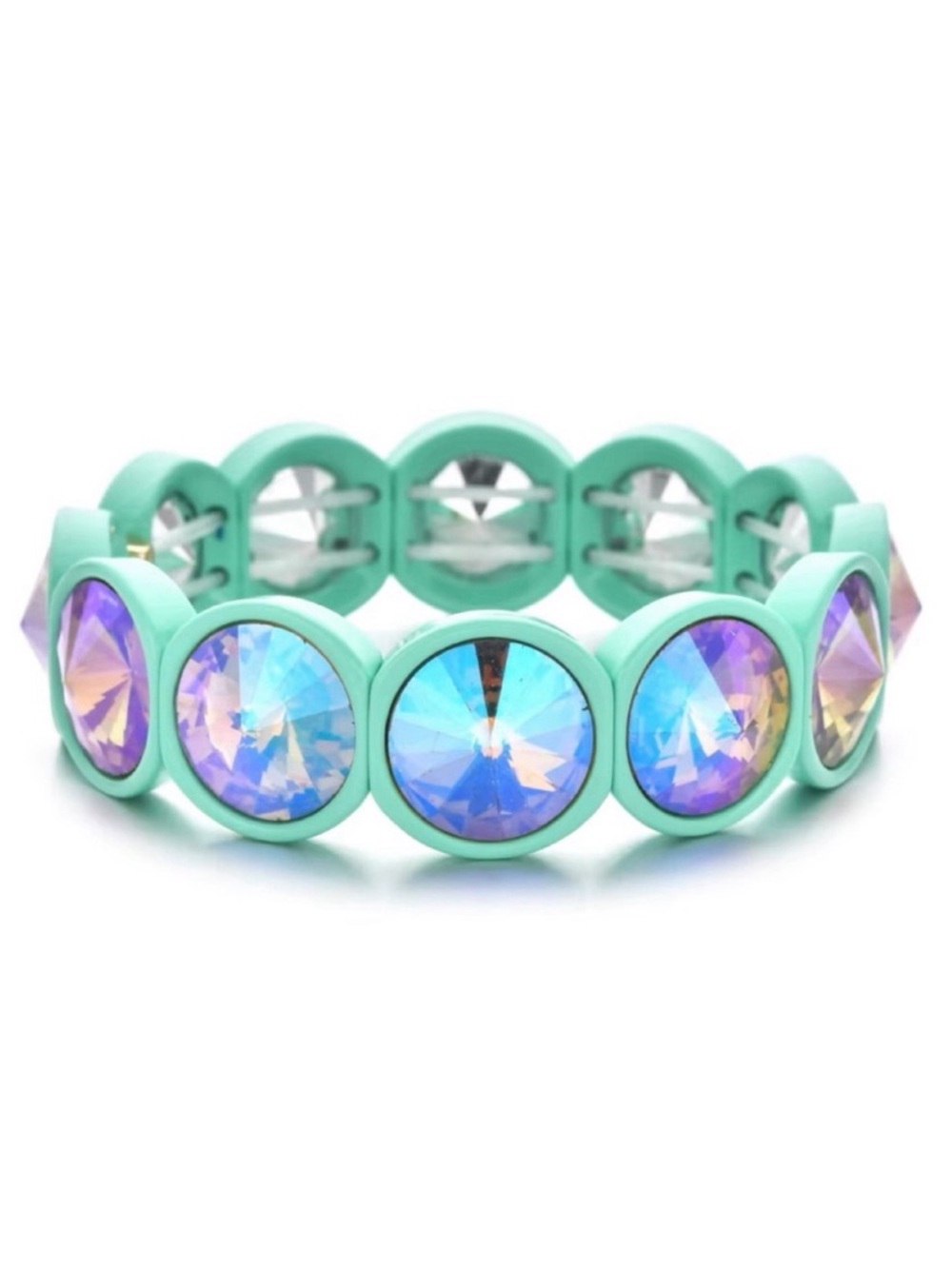 Blue Big Crystal Elastic Enamel Stretch Bracelet, NEW
